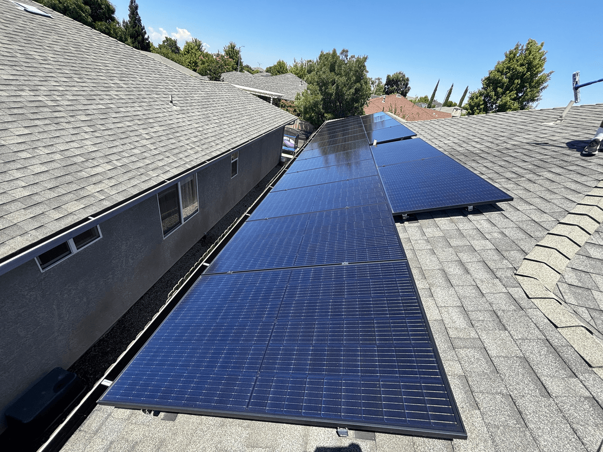 Close view of solar panels installed on a residential roof